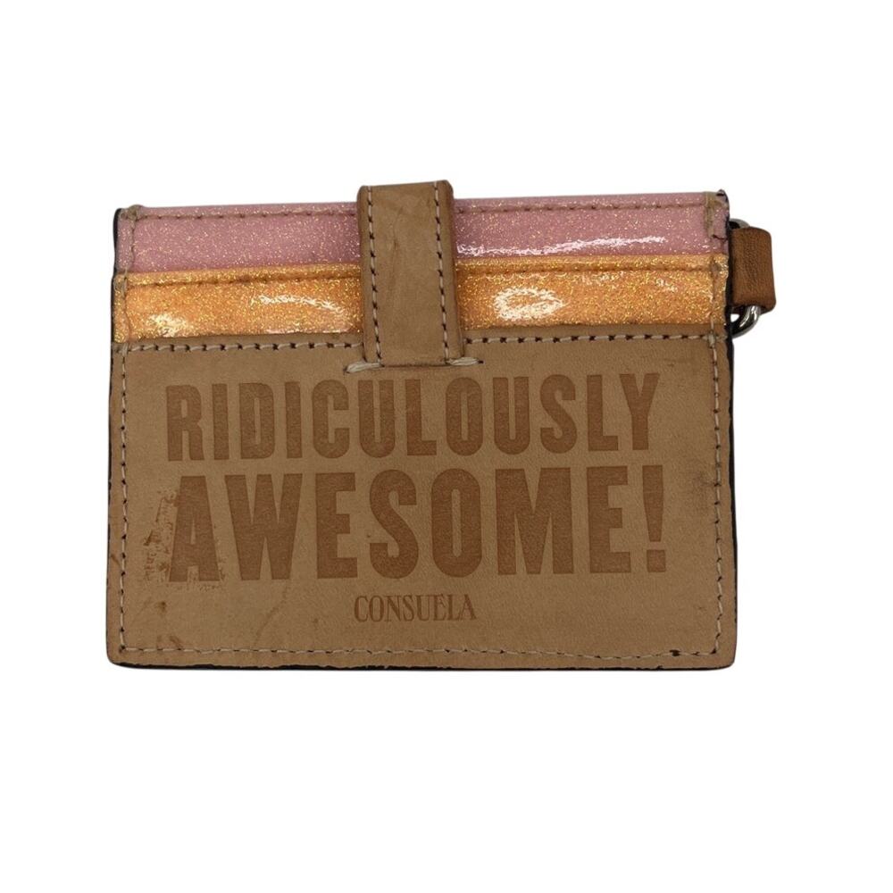 Consuela Leather Card Holder Wallet Key Ring Pouch Boho Western Glitter Shimmer